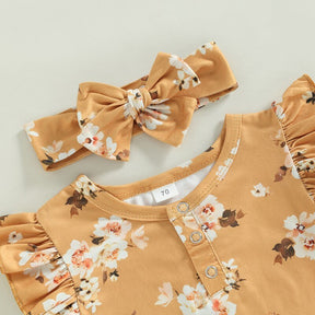 Conjunto Floral + Laço | 0-24 Meses