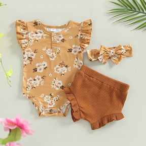 Conjunto Floral + Laço | 0-24 Meses