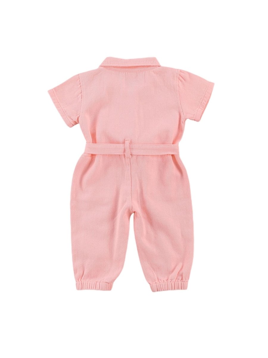 Macacão Jeans Rosa | 12-24 Meses